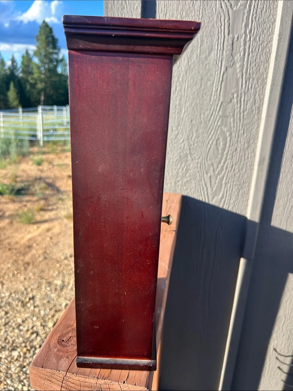 Vintage Cherry Wood Wall Cabinet with Glass Door